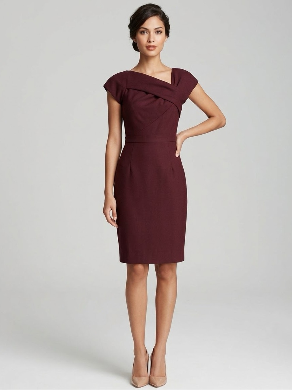 J. Crew Burgundy Asymmetrical Sheath Dress, Women’s Size 4